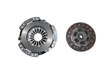 clutch disc and clutch basket on a white background