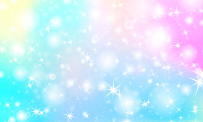 Unicorn rainbow background. Holographic sky