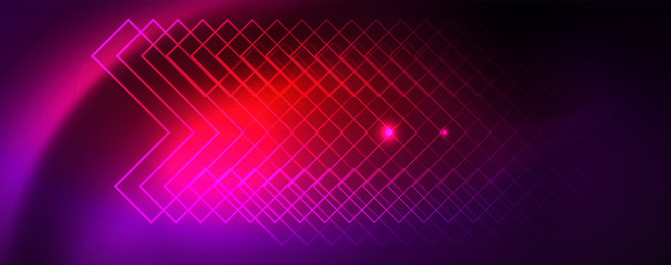 Shiny glowing design background, neon style lines, technology concept, vector