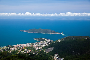 City on the sea of Budva, Montenegro. Views from the air 