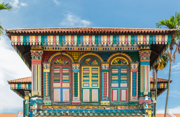 colorful old building facade,indian style design