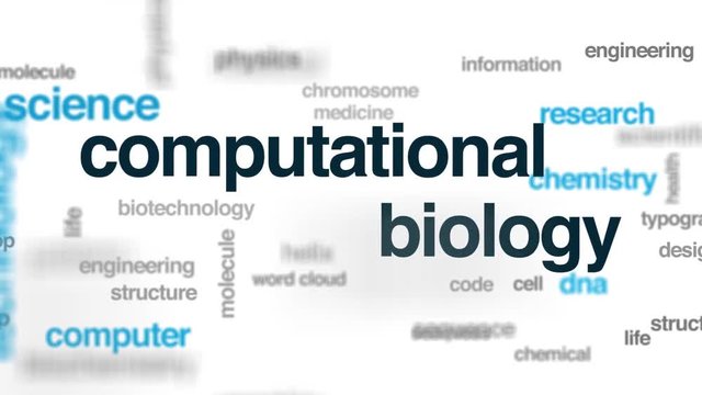 Computational biology animated word cloud. Kinetic typography.