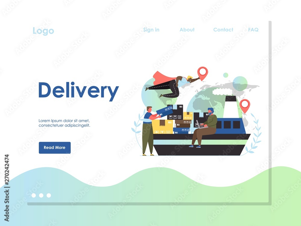 Poster delivery vector website landing page design template