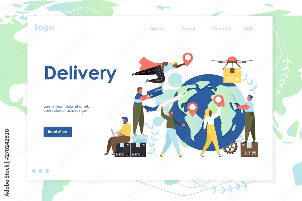 Poster delivery vector website landing page design template