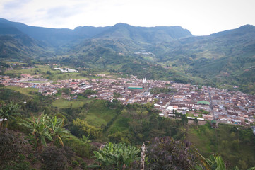 Fototapeta na wymiar Jardín Antioquia Town Panoramic View