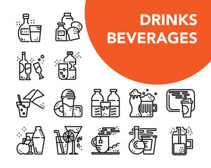 drinks and beverages outline design icon vector