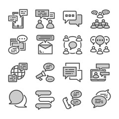 people communication, dialogue conversation grey icon vector set