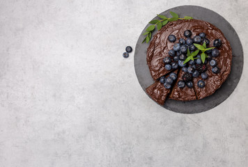 Copy space with chocolate cake