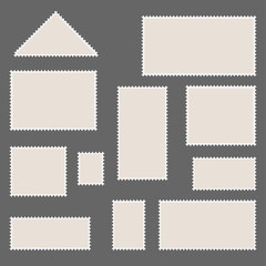 Set of postal frames icons, stamps