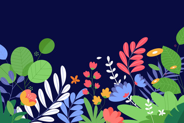 Nature background. Flat design vector illustration for web and social media banner, presentation template, advertising material.