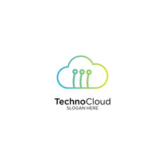 Technology Cloud Logo Design Vector