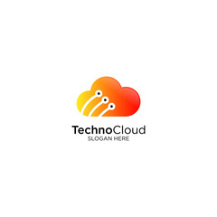 Technology Cloud Logo Design Vector