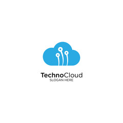 Technology Cloud Logo Design Vector