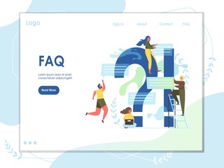 FAQ vector website landing page design template