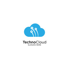 Technology Cloud Logo Design Vector