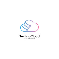Technology Cloud Logo Design Vector