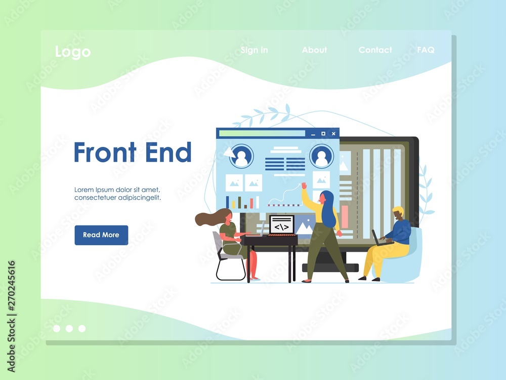 Poster front end vector website landing page design template