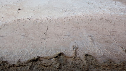 The dried edge of the lake