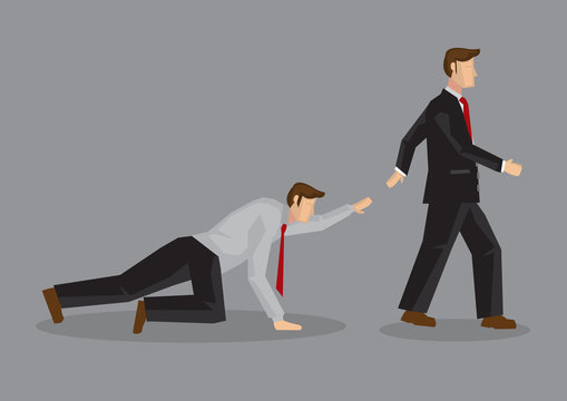 Uncaring Businessman to Others Calling for Help Cartoon Vector Illustration