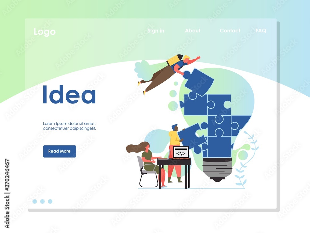 Poster idea vector website landing page design template