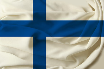 Obraz premium beautiful colored Finland flag on pleated silk fabric