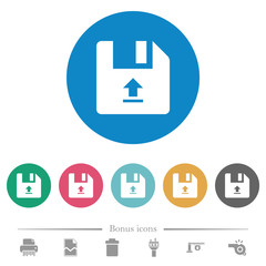 Upload file flat round icons