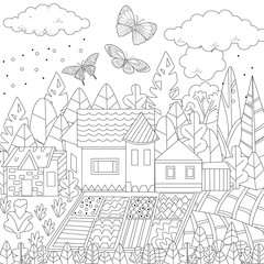 cute farm for your coloring book