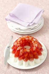 Panna cotta with jelly and fruits