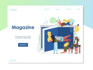 Magazine vector website landing page design template