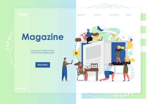Magazine vector website landing page design template