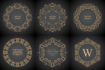 Set of monogram line vintage frames