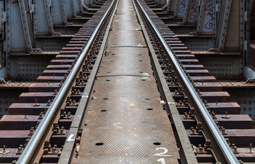 Fototapeta na wymiar Parallel Railway Tracks on Railway Bridge