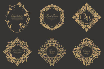Set of circular baroque patterns