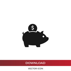 Piggy bank vector icon