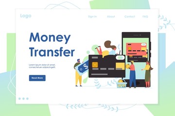 Obraz na płótnie Canvas Money transfer vector website landing page design template
