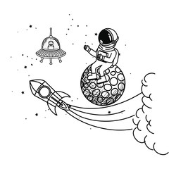 silhouette of astronaut with spacesuit in the space