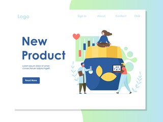 New product vector website landing page design template