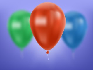 Bunch of colorful balloons in the blue sky. Vector illustration.