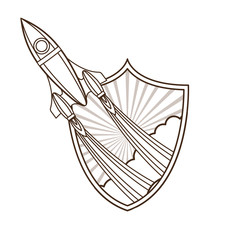 frame with rocket taking off icon