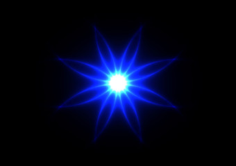 abstract vector Blue flower on black color background. Illustration on black background