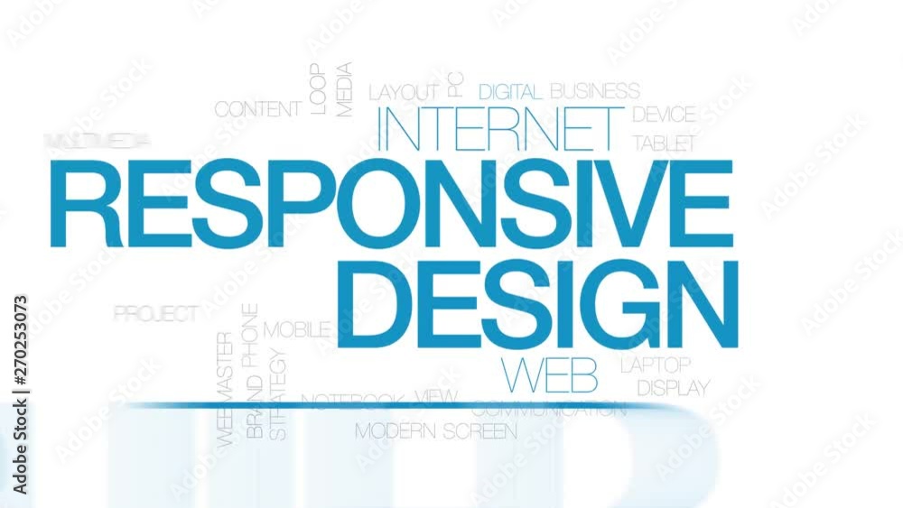 Poster responsive design animated word cloud. kinetic typography.