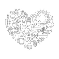 Gardening farming plants icons set