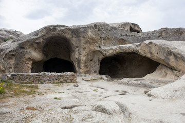 Detail of the Georgian rock cave city Uplistsikhe in Georgia
