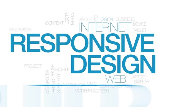 Responsive design animated word cloud. Kinetic typography.
