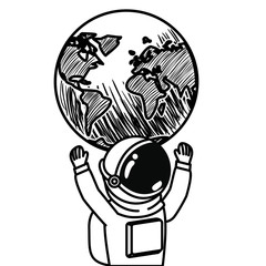 astronaut with spacesuit and planet in white background