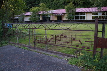 Closed school gate garden Rust