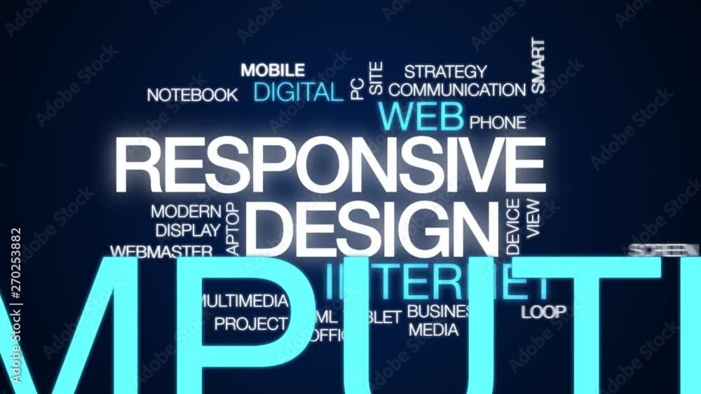 Poster responsive design animated word cloud. kinetic typography.