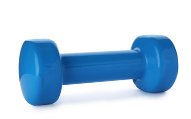 Obraz premium Color dumbbell on white background. Home fitness