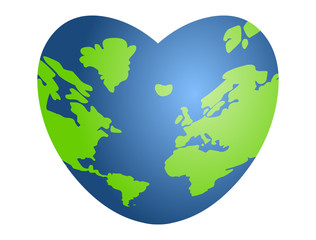 Herzförmiger Globus / Vektor, freigestellt