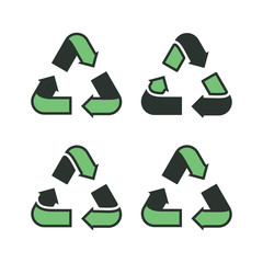 Obraz premium Set of recycling signs. Icons with flat style on a white background. Ecology, environmental protection.